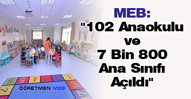MEB: ''102 Anaokulu ve 7 Bin 800 Ana Sınıfı Açıldı''