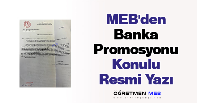 MEB'den ''Banka Promosyonu'' Konulu Resmi Yazı